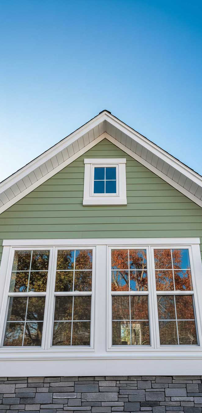 Cozy dining nook with a small table and chairs placed in front of large white-framed windows overlooking greenery and city buildings, highlighting natural light, comfort, and professional Window Replacement Alpharetta services for modern homes.