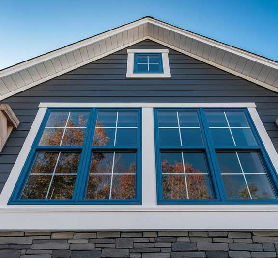 Bright interior space with a row of white-framed windows overlooking a city street and canal, enhancing natural light and views while showcasing modern design and professional Window Replacement Alpharetta services for energy-efficient homes.